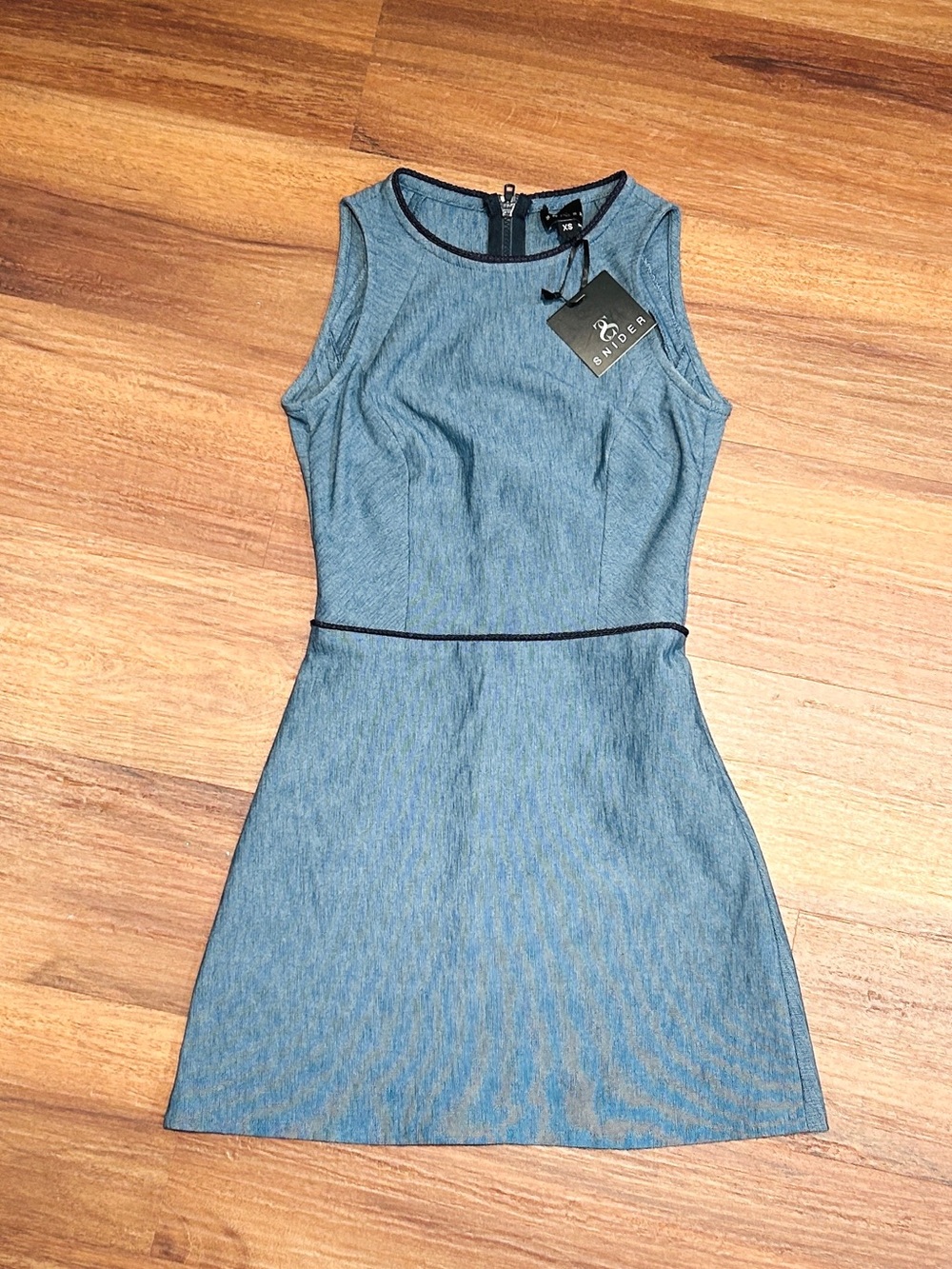 Staci Snider Sleeveless Blue Heather Fit-and-Flare Dress